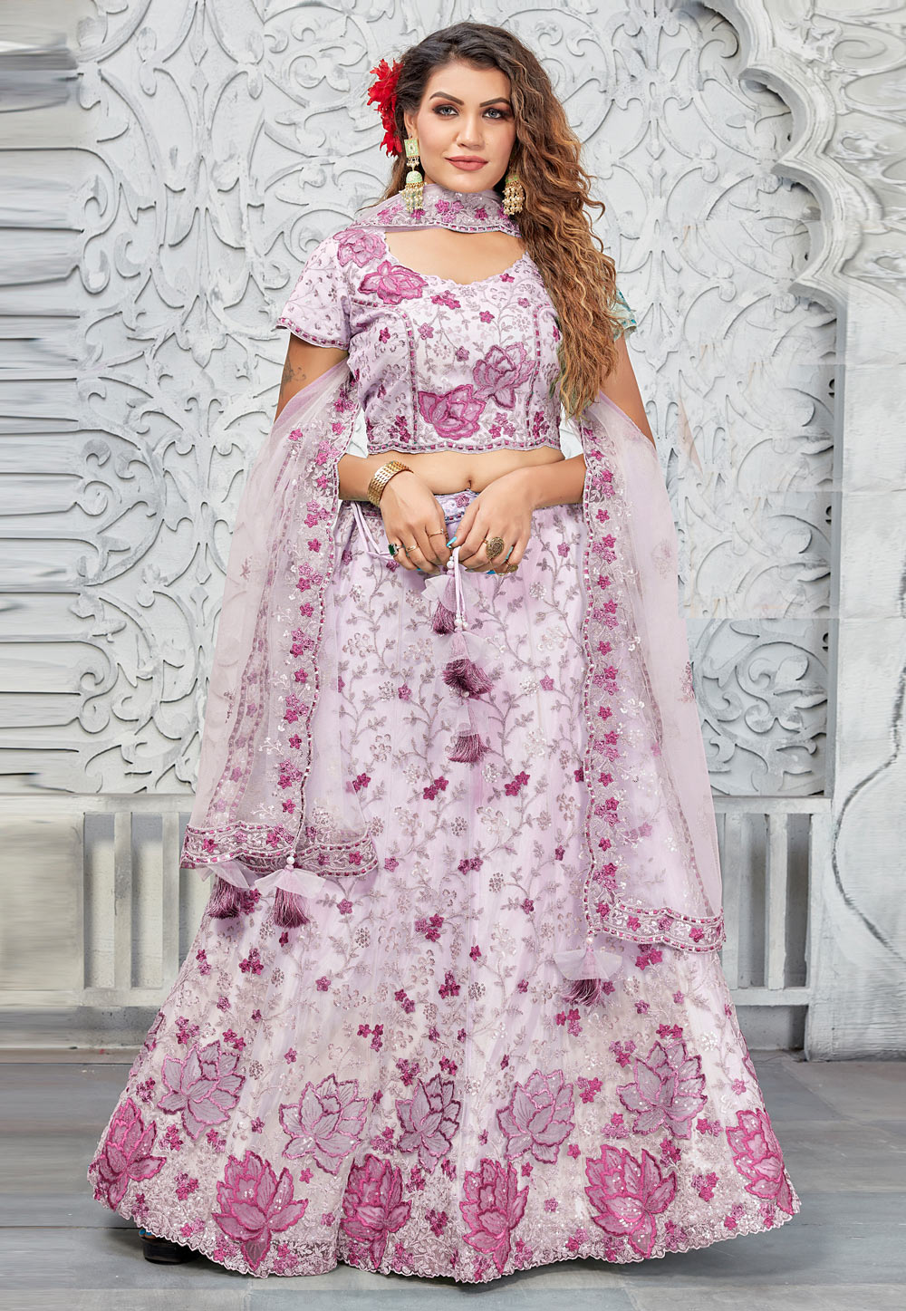 Light Pink Silk A Line Lehenga Choli 308432