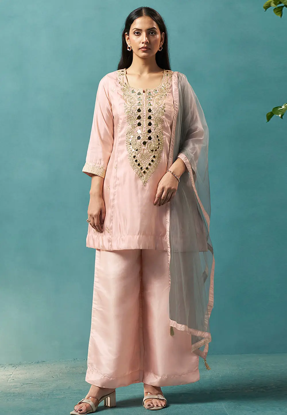 Light Pink Silk Readymade Pakistani Suit 334231