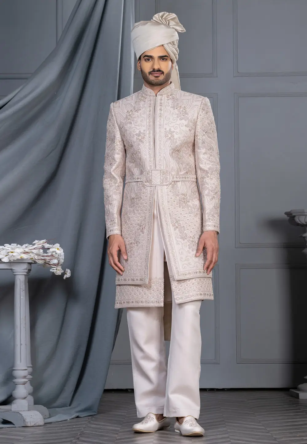 Light Pink Silk Sherwani 336567