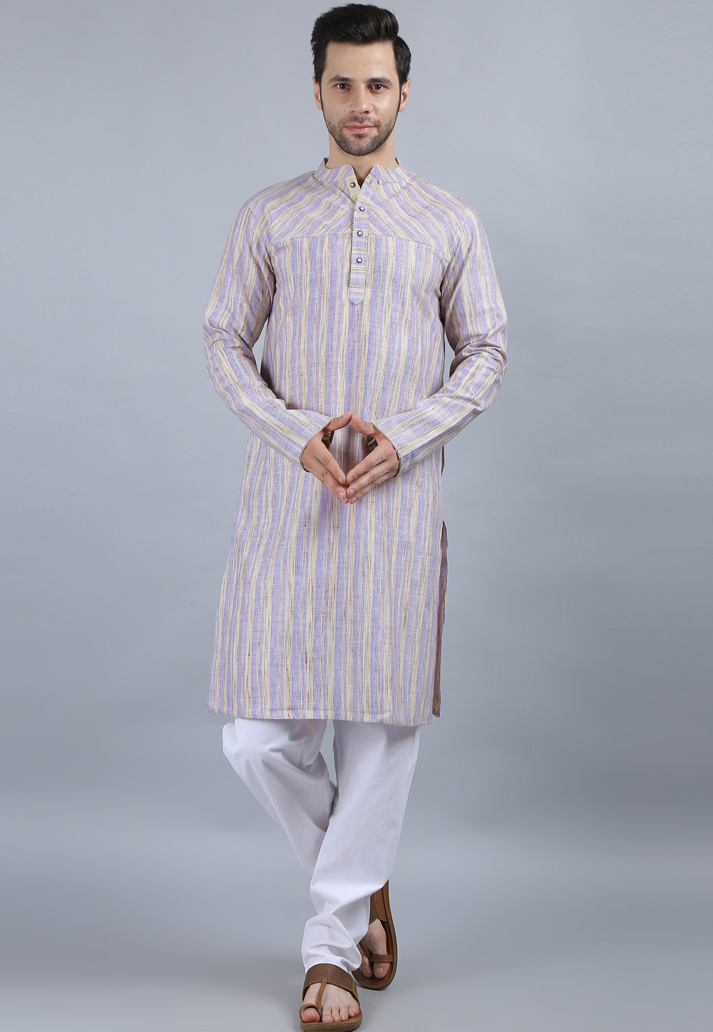 Light Purple Cotton Kurta Pajama 284161