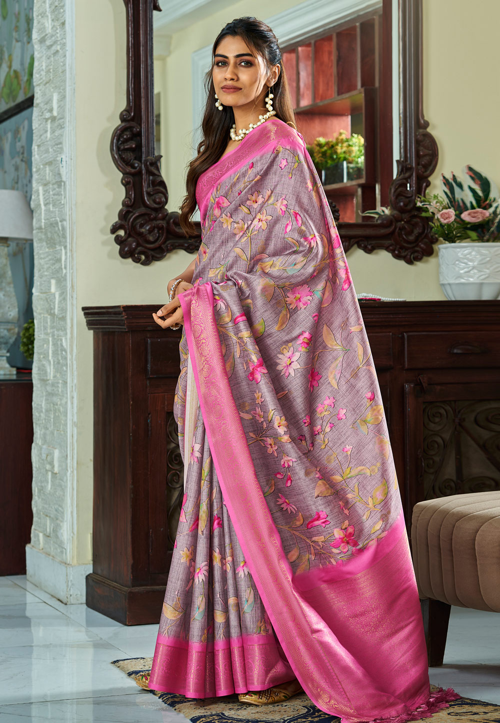 Light Purple Silk Saree With Blouse 283476