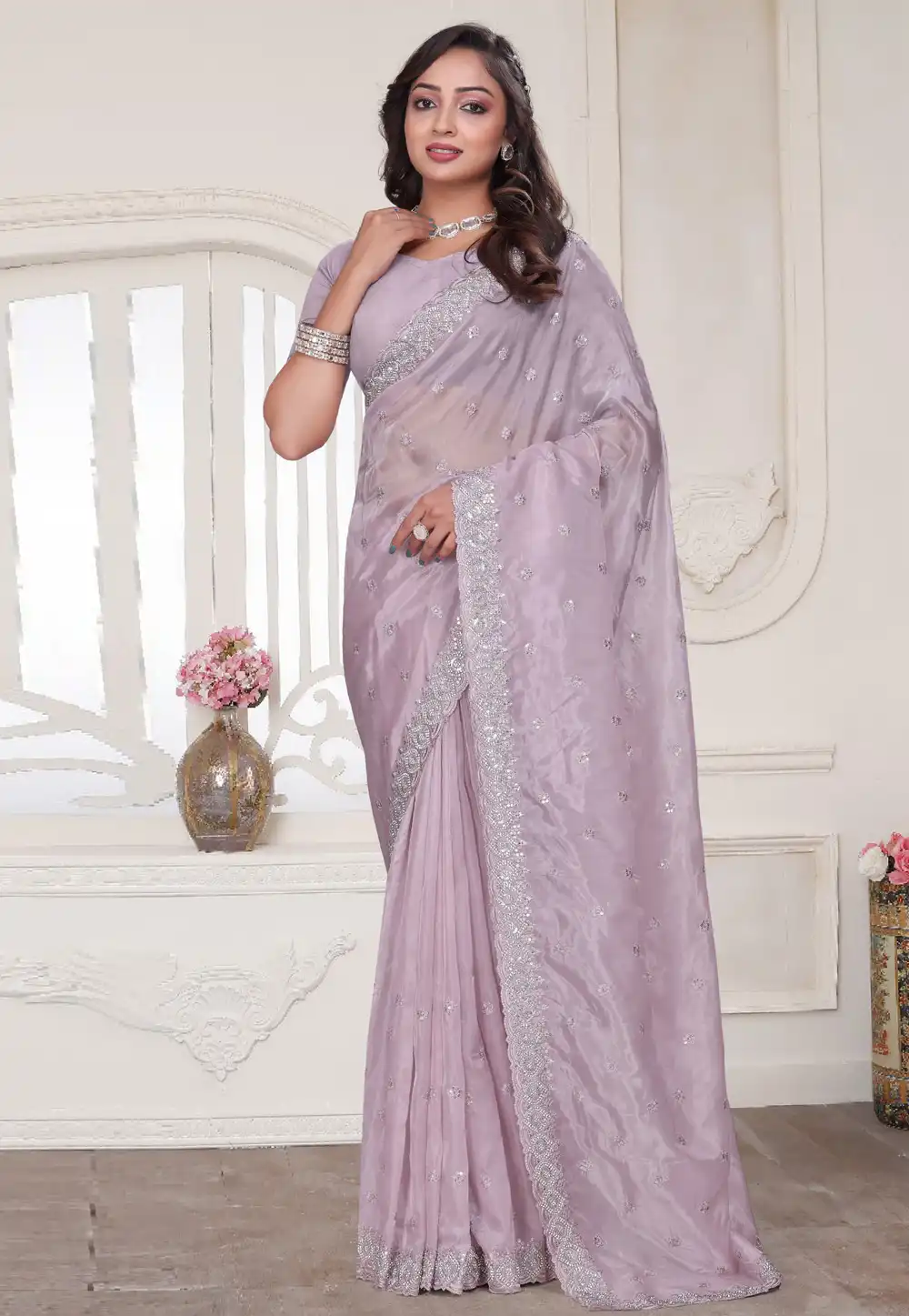 Light Purple Silk Saree With Blouse 312823