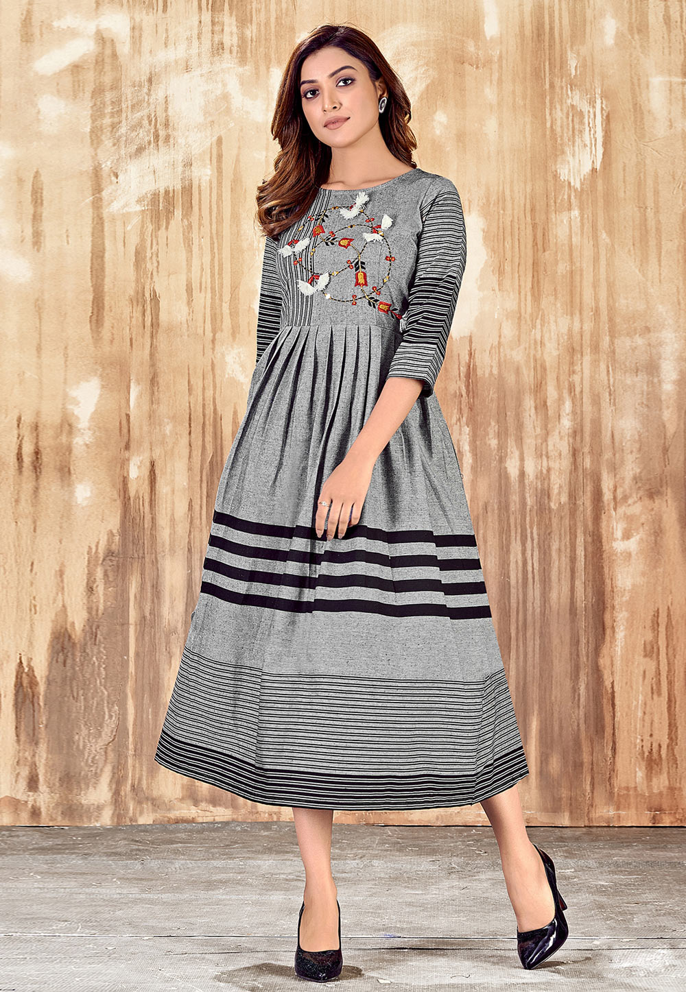 Grey Cotton Kurti 223275