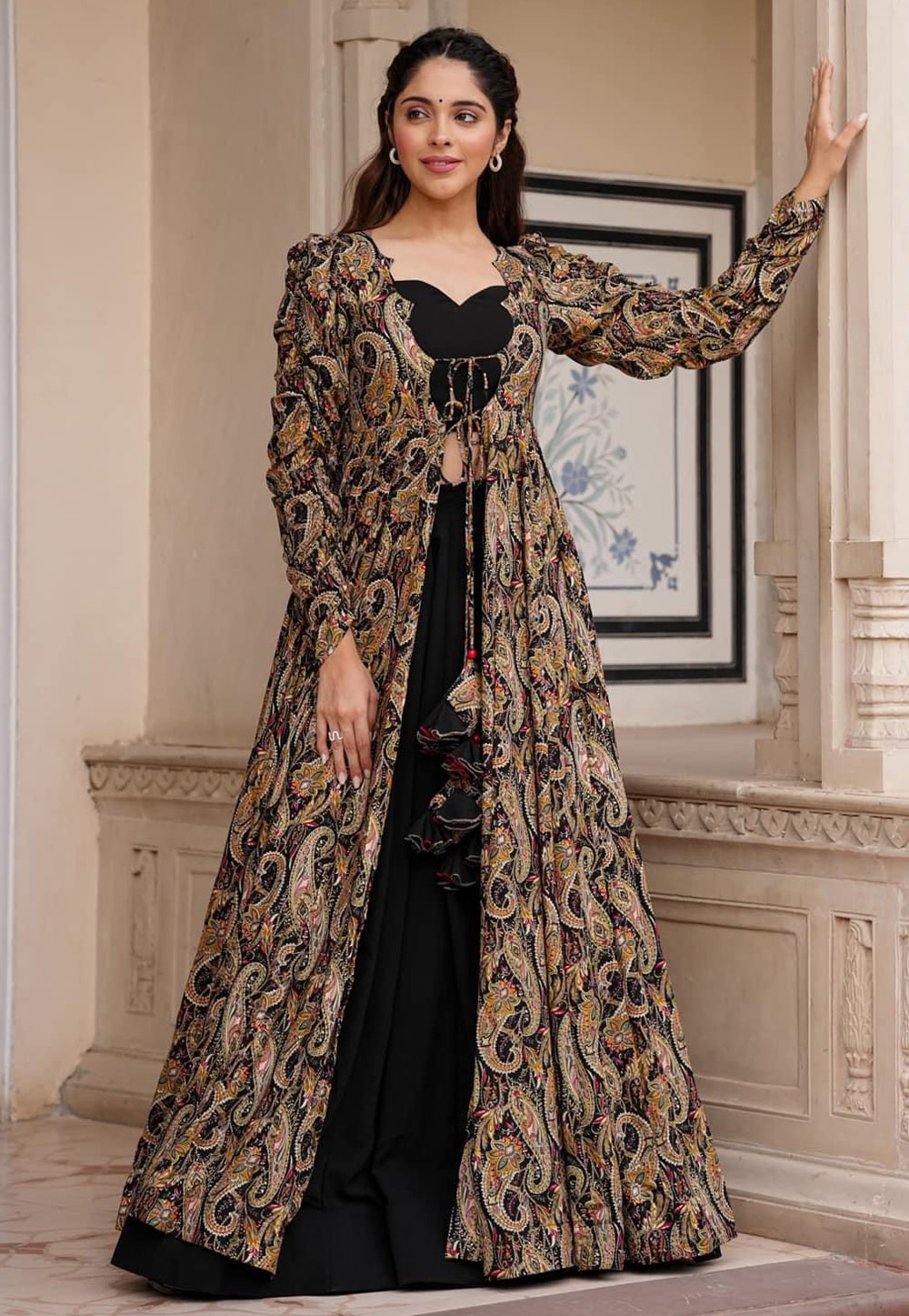 Black Faux Georgette Readymade Jacket Style Lehenga Choli 268607