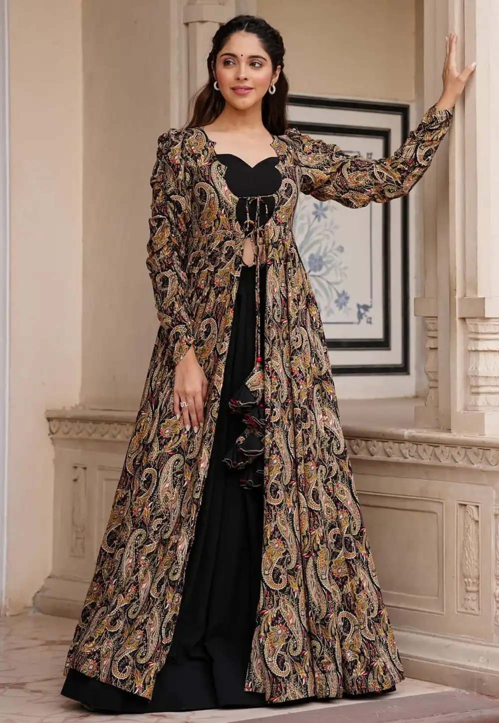 Black Faux Georgette Readymade Jacket Style Lehenga Choli 268607