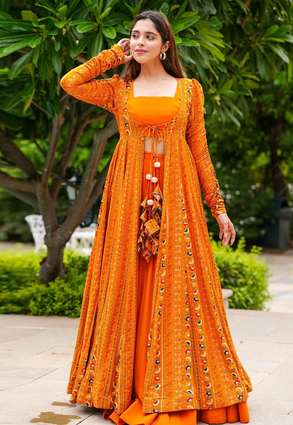 Orange Faux Georgette Readymade Jacket Style Lehenga Choli 268609