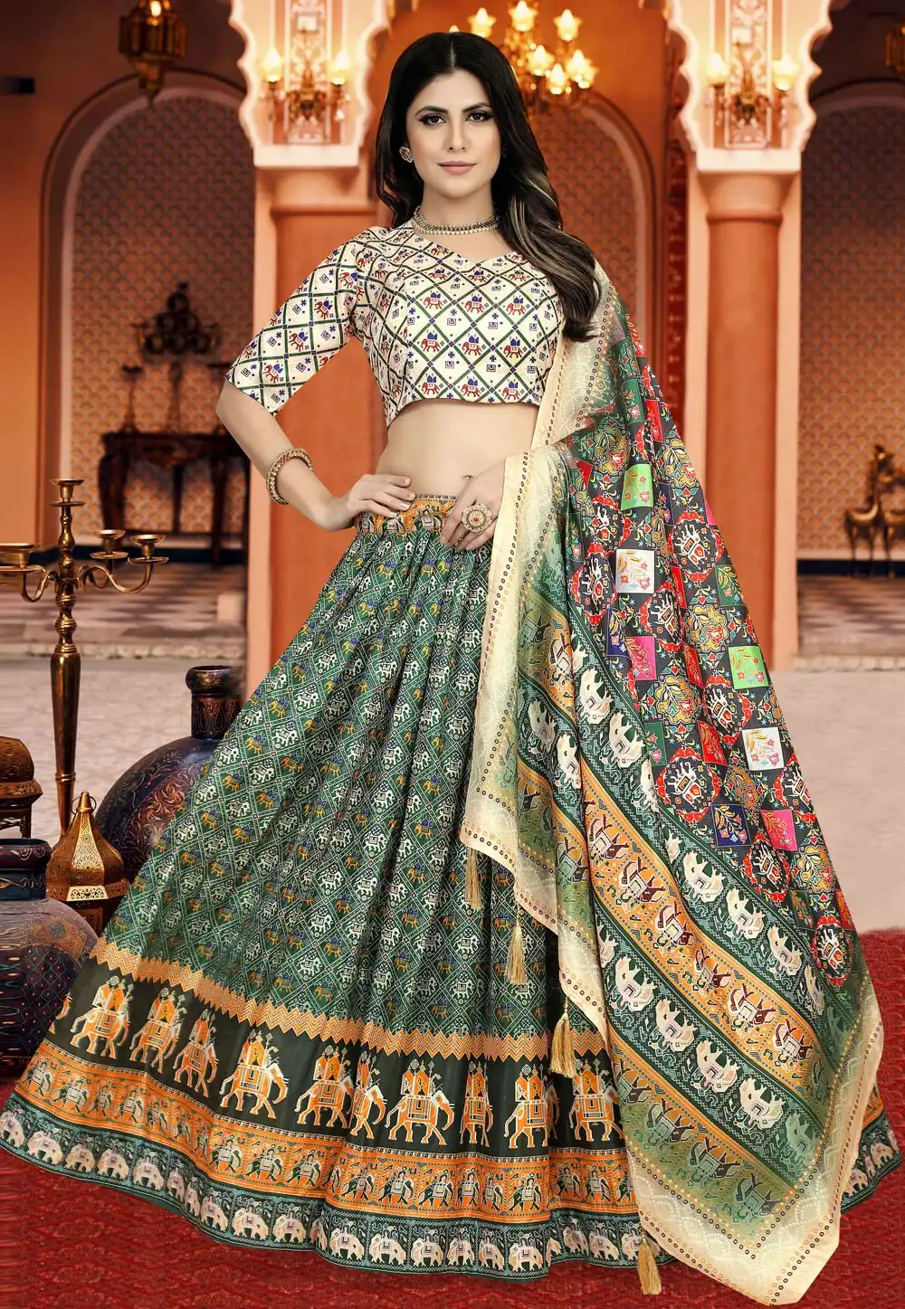 Green Silk Navratri Chaniya Choli 272284