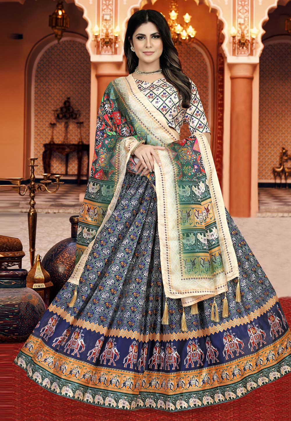 Navy Blue Silk Navratri Chaniya Choli 272286