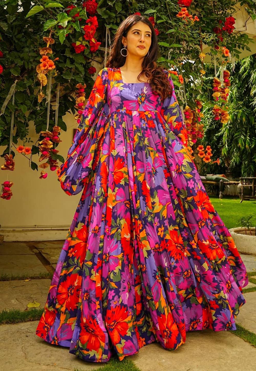 Multicolor Georgette Printed Gown 275996