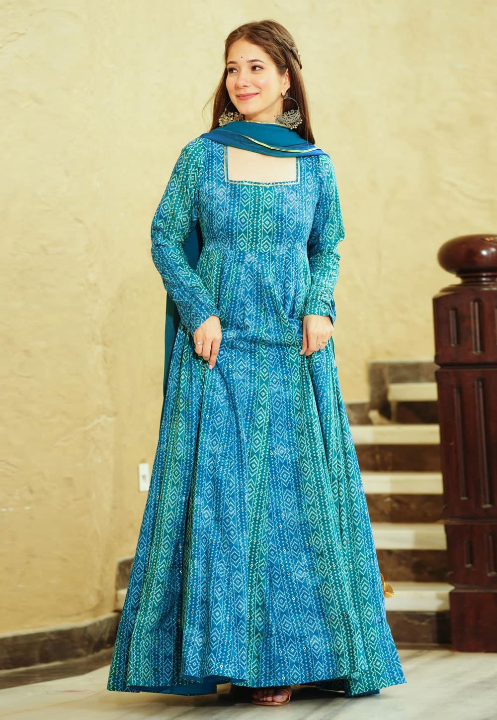 Sky Blue Georgette Printed Gown 276000