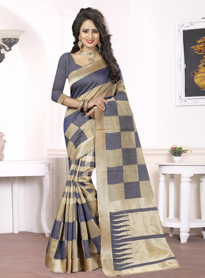 Navy Blue Silk Kanjivaram Festival Wear Saree 89808