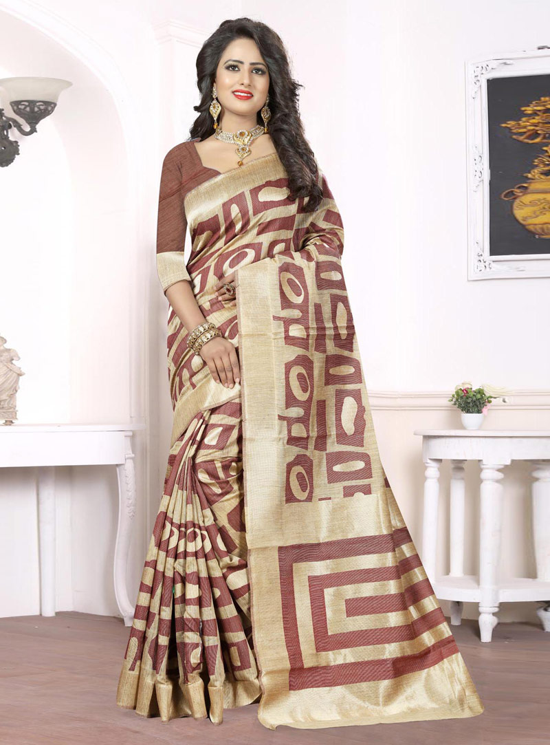 Brown Silk Saree With Blouse 89809