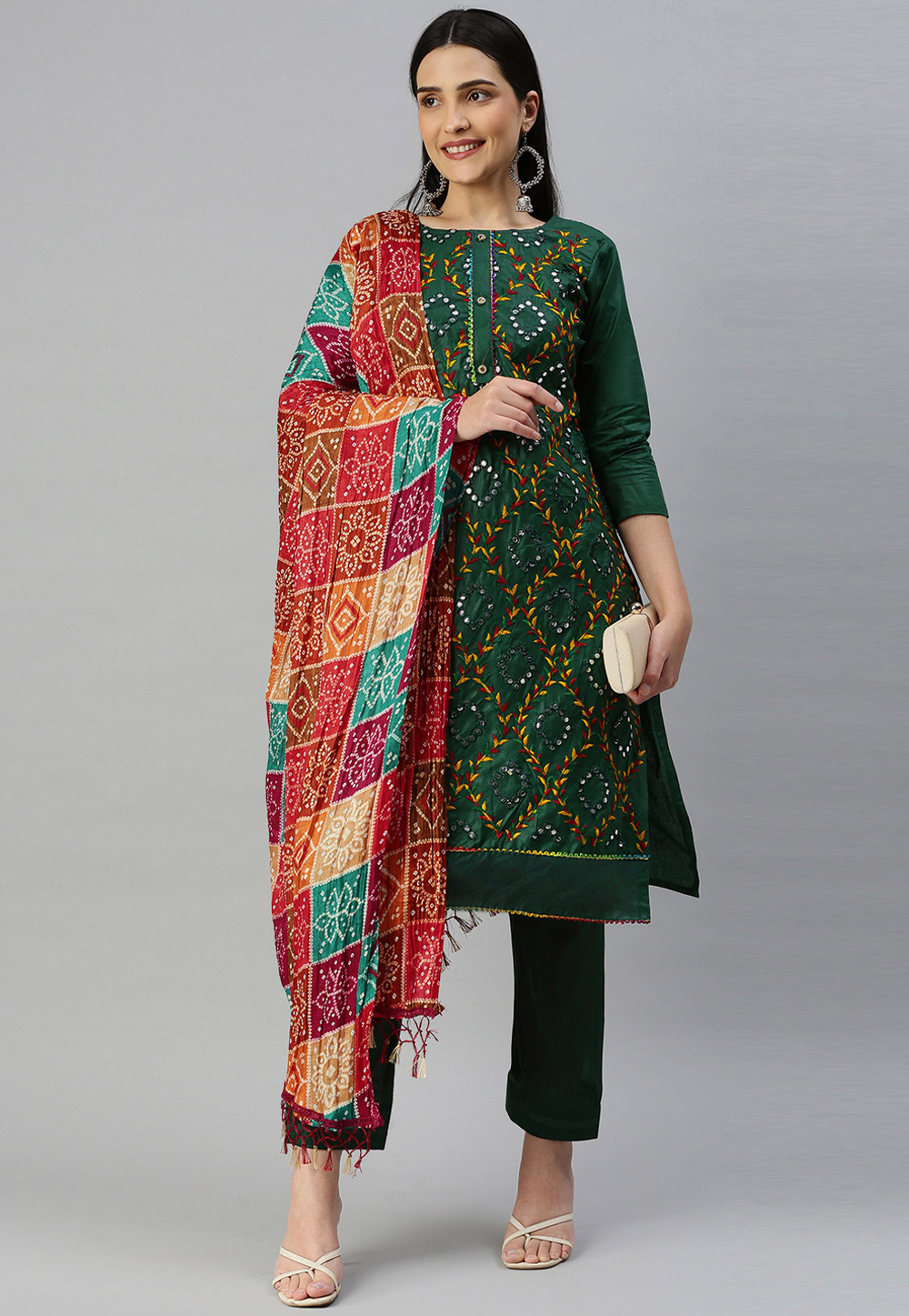 Green Cotton Pant Style Suit 258974