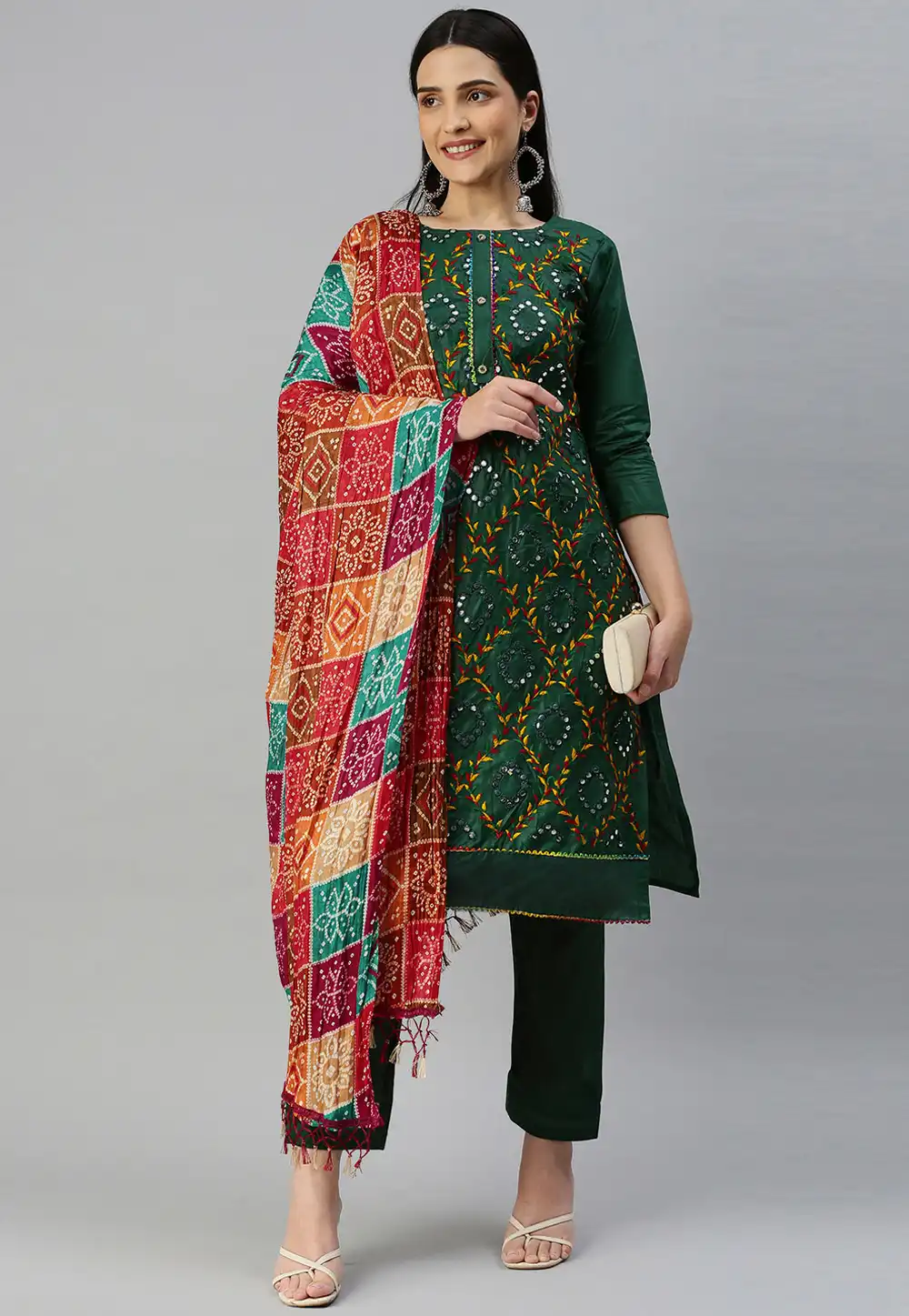 Green Cotton Pant Style Suit 258974