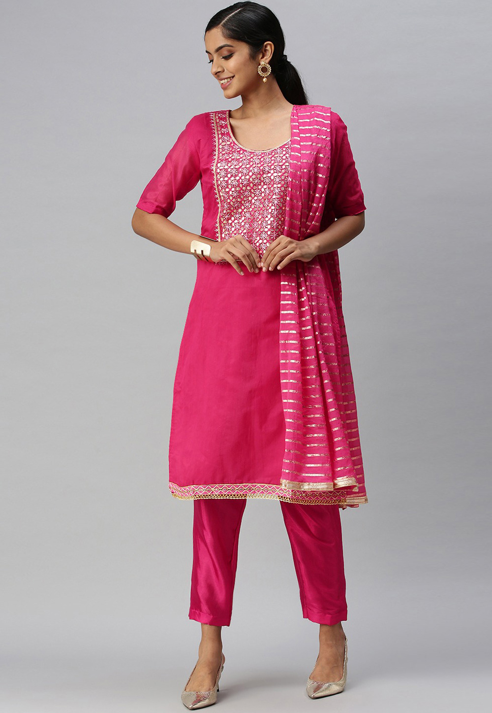 Pink Chanderi Pakistani Suit 258995