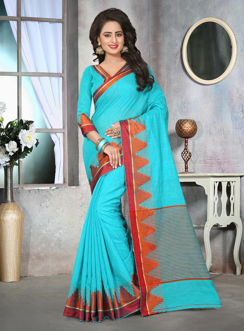 Aqua Cotton Casual Wear Saree 86593