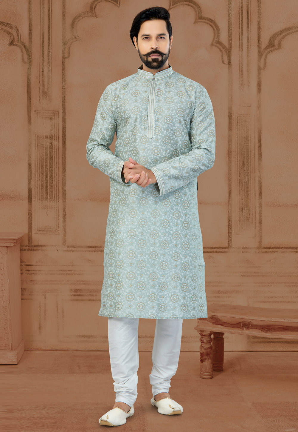 Grey Silk Kurta Pajama 269711
