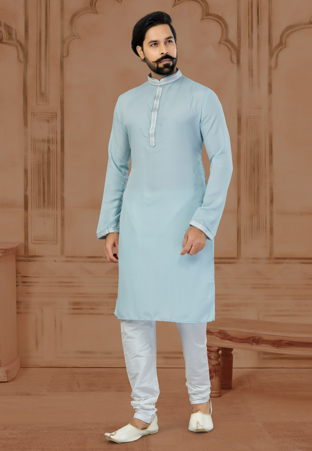 Sky Blue Silk Kurta Pajama 269713