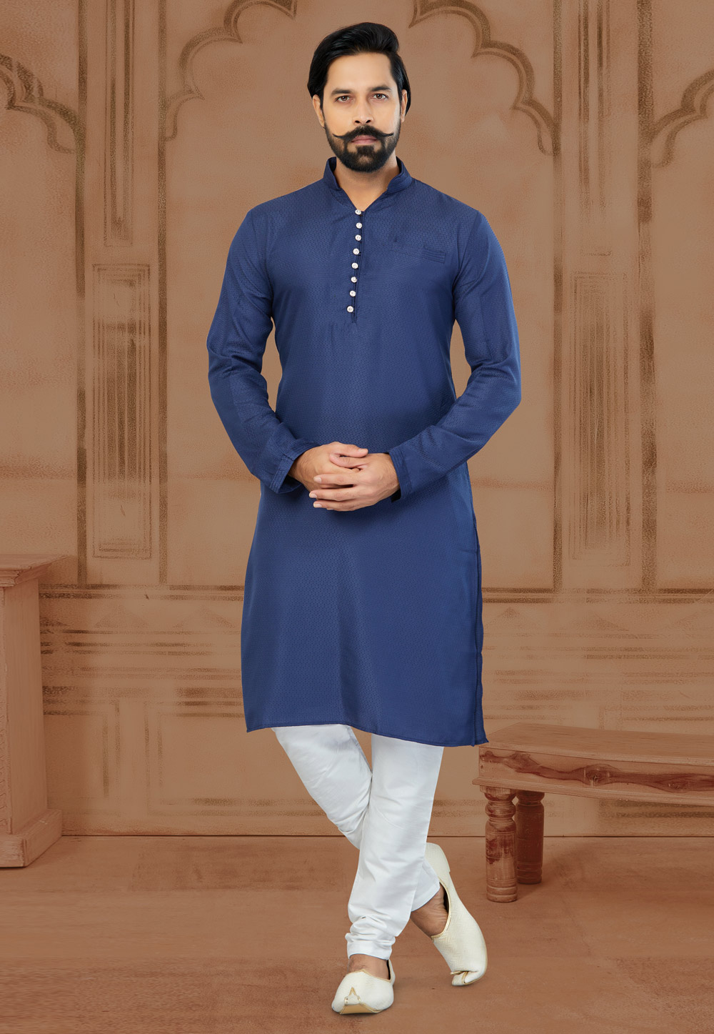 Navy Blue Silk Kurta Pajama 269715