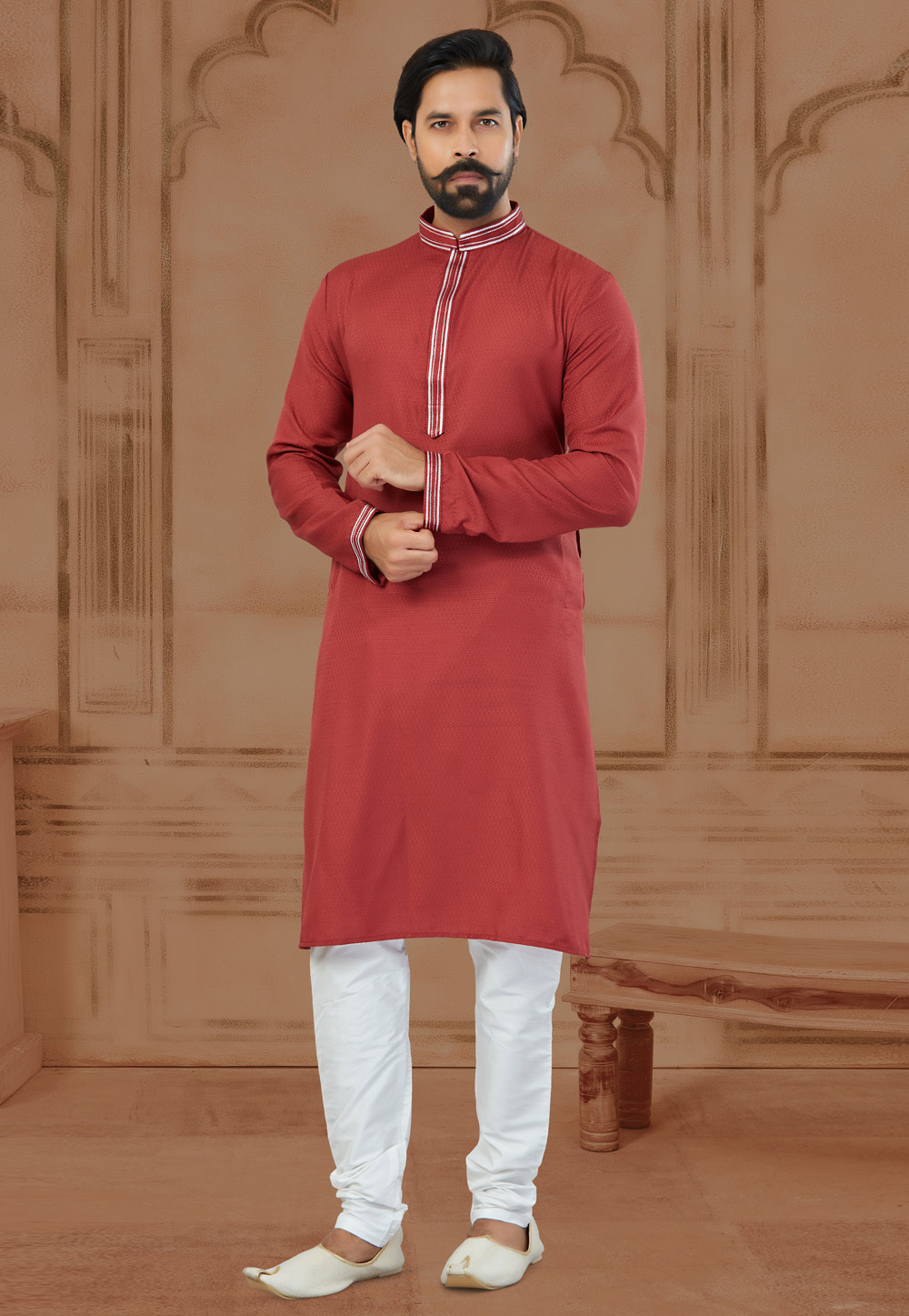 Rust Silk Kurta Pajama 269716