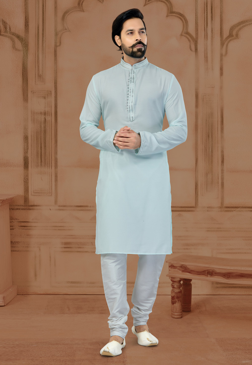 Sky Blue Silk Kurta Pajama 269717