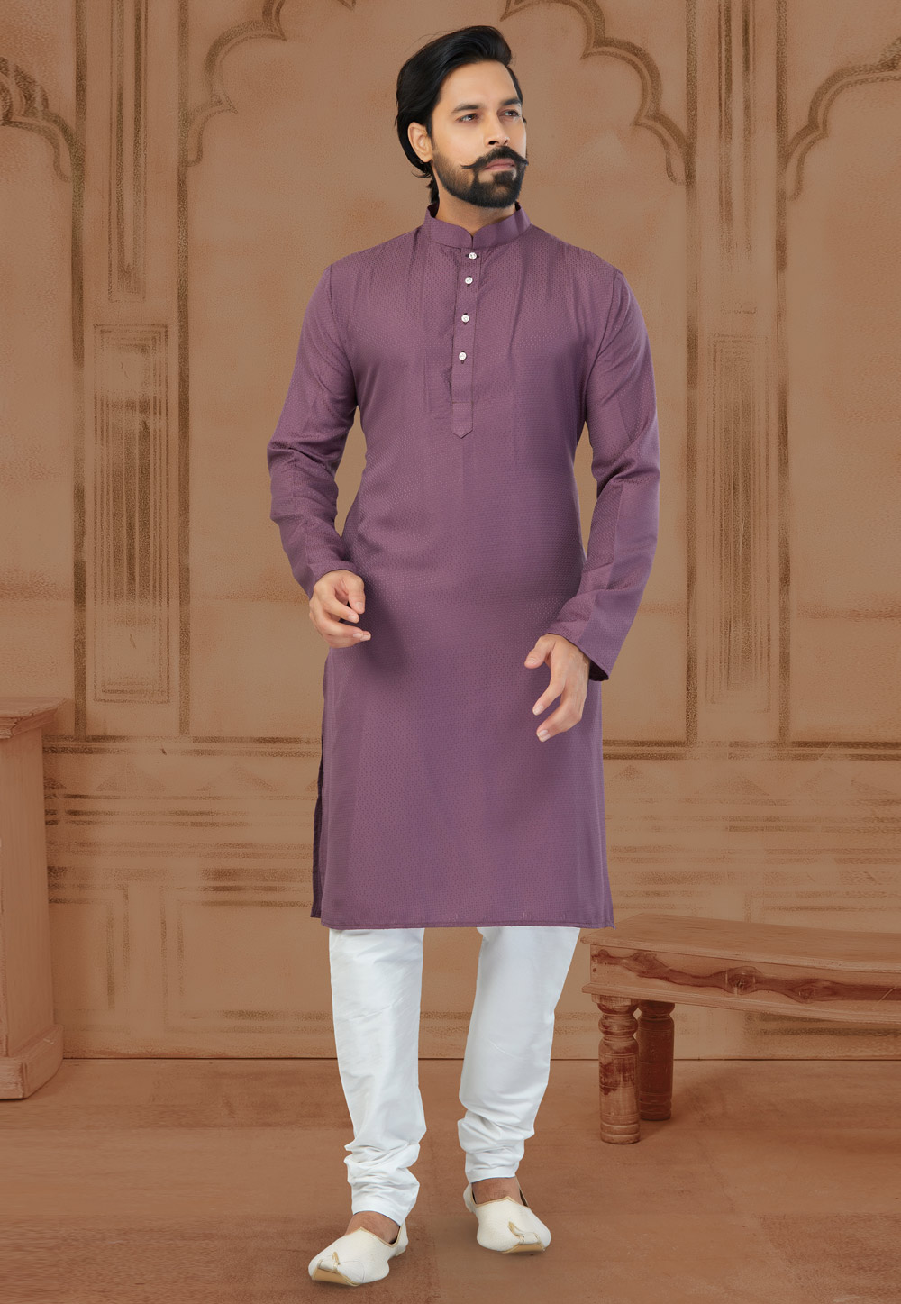 Light Purple Silk Kurta Pajama 269718