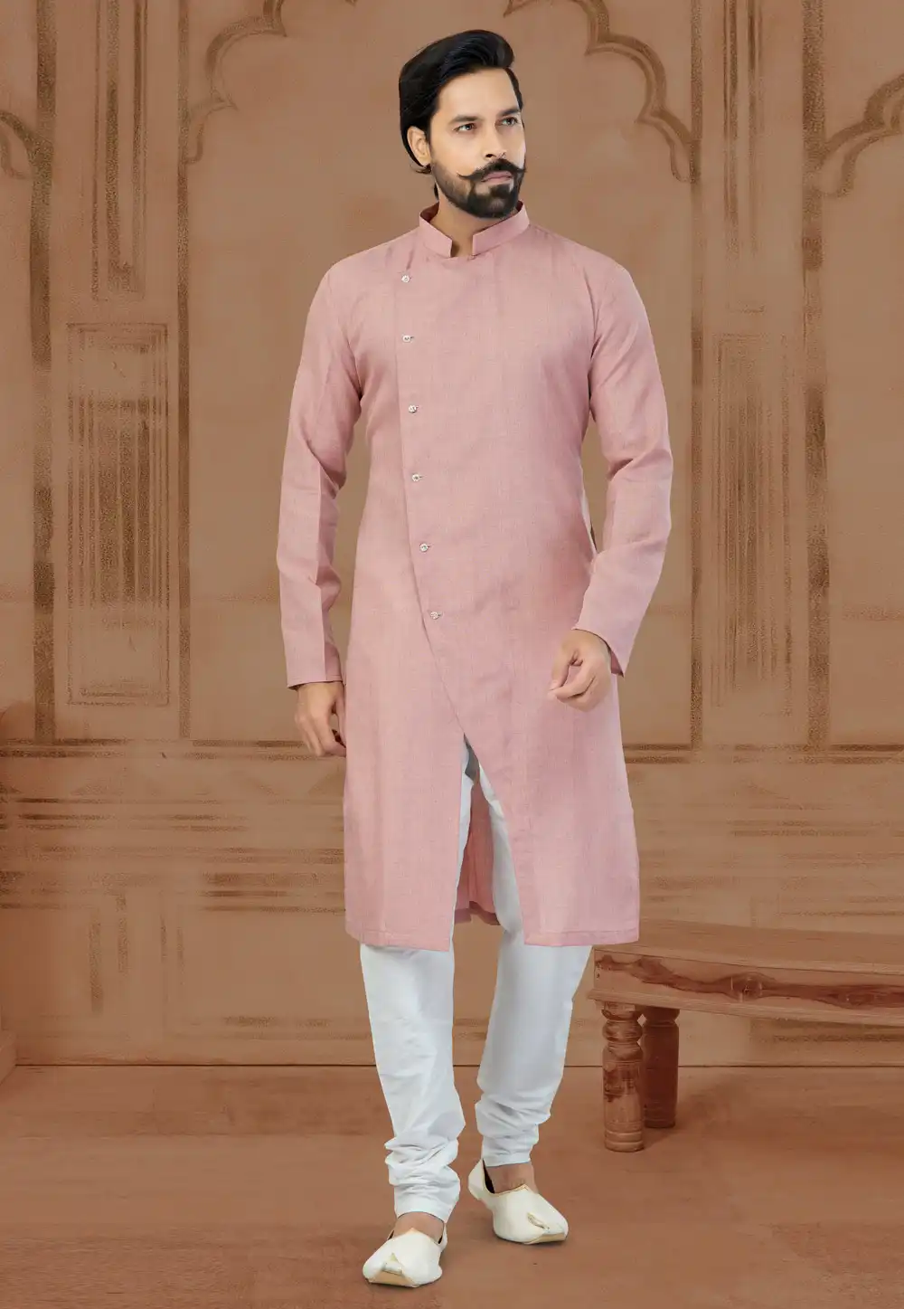Peach Linen Kurta Pajama 269720