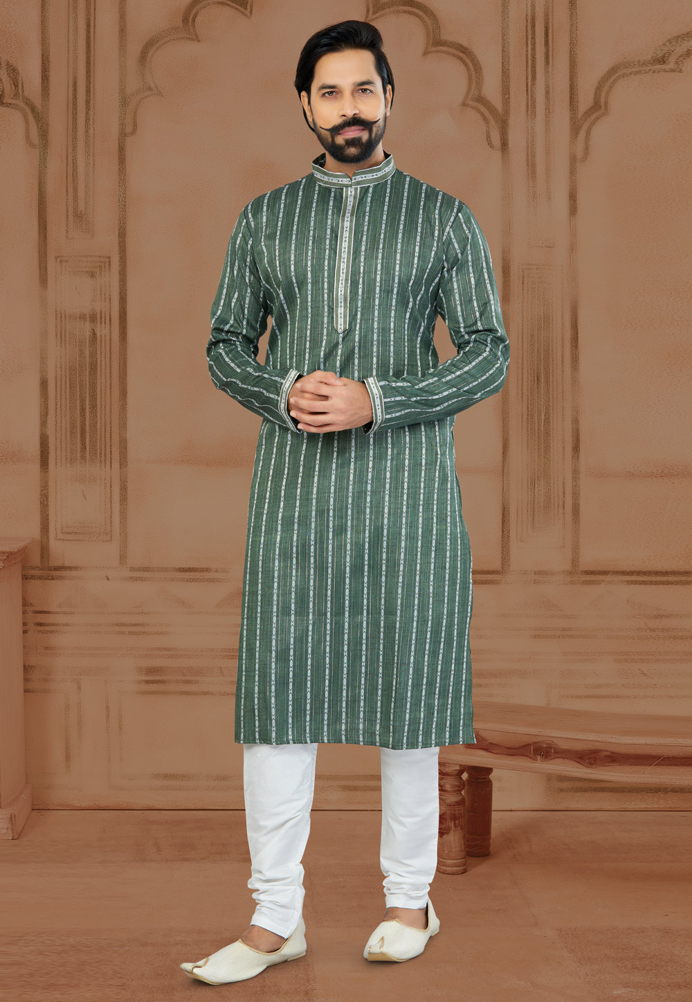 Green Cotton Kurta Pajama 269725