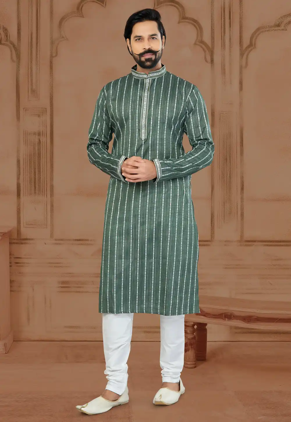 Green Cotton Kurta Pajama 269725