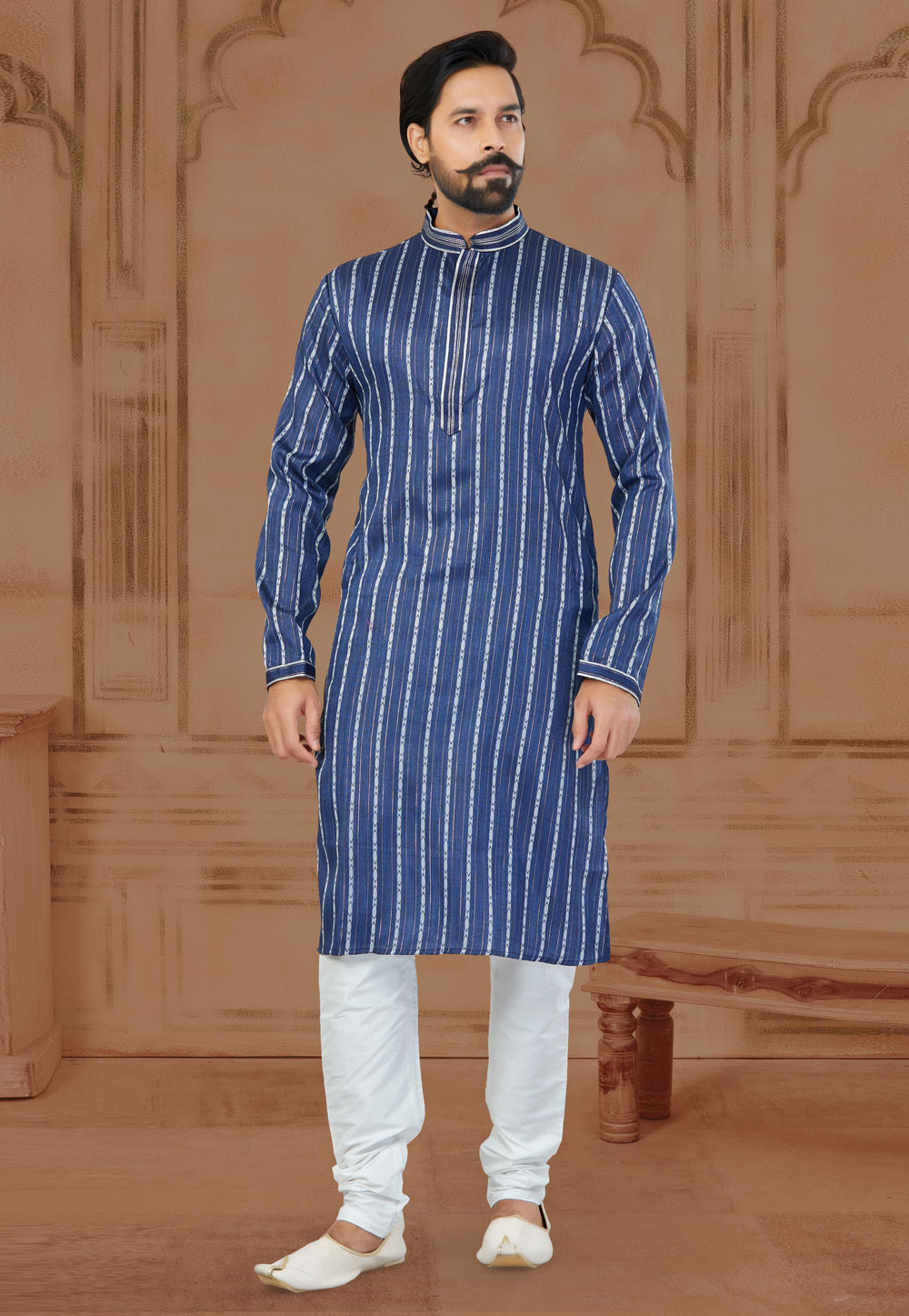 Navy Blue Cotton Kurta Pajama 269726