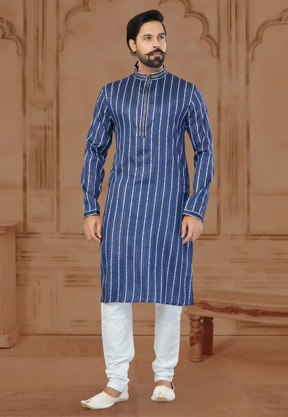 Navy Blue Cotton Kurta Pajama 269726