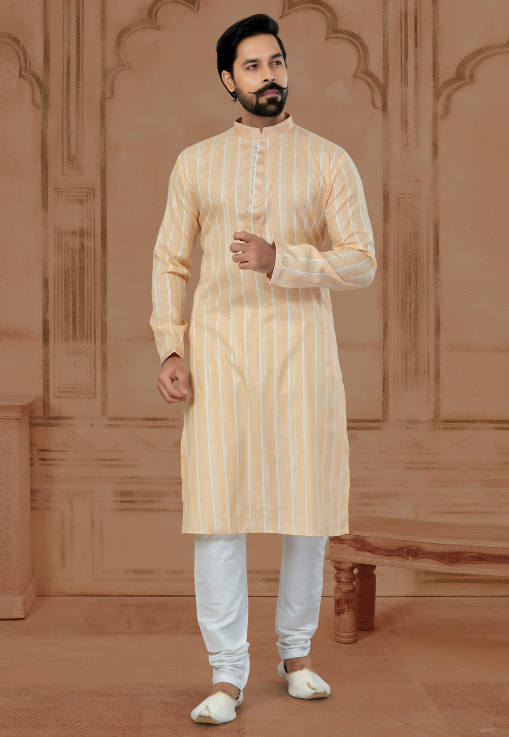 Peach Cotton Kurta Pajama 269727