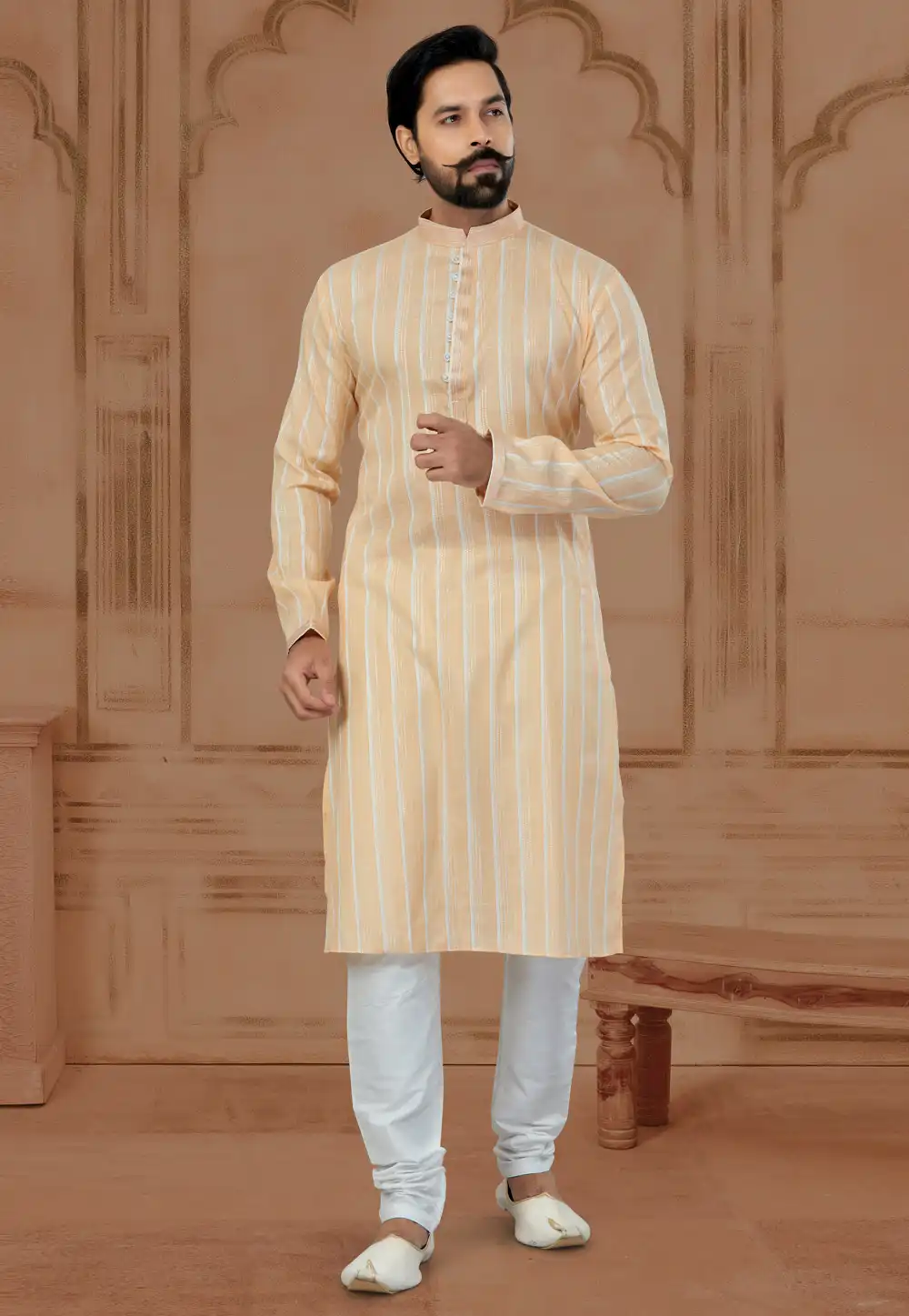 Peach Cotton Kurta Pajama 269727