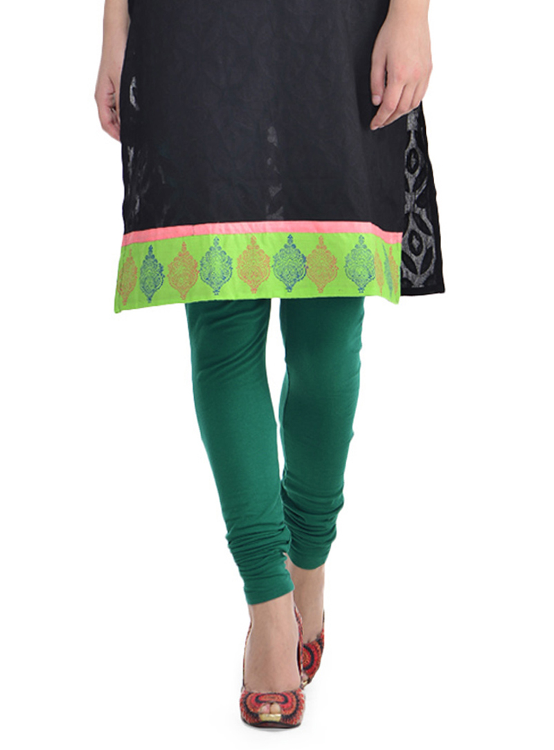 Teal Cotton Readymade Plain Leggings 117106