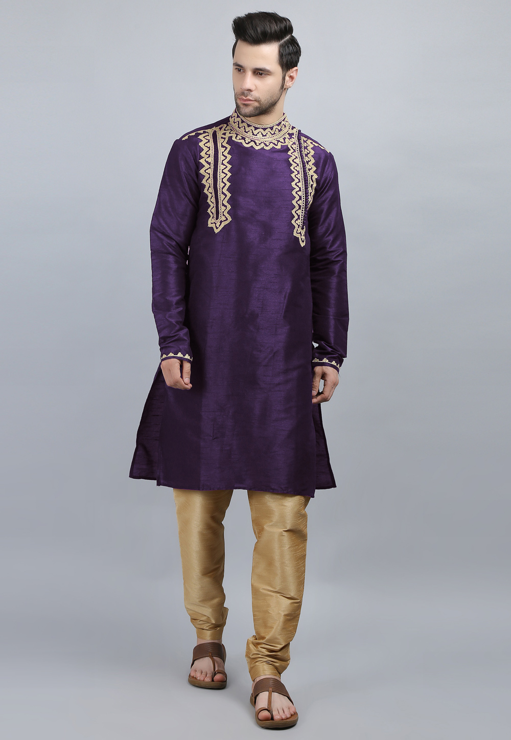 Violet Dupion Silk Kurta Pajama 267876