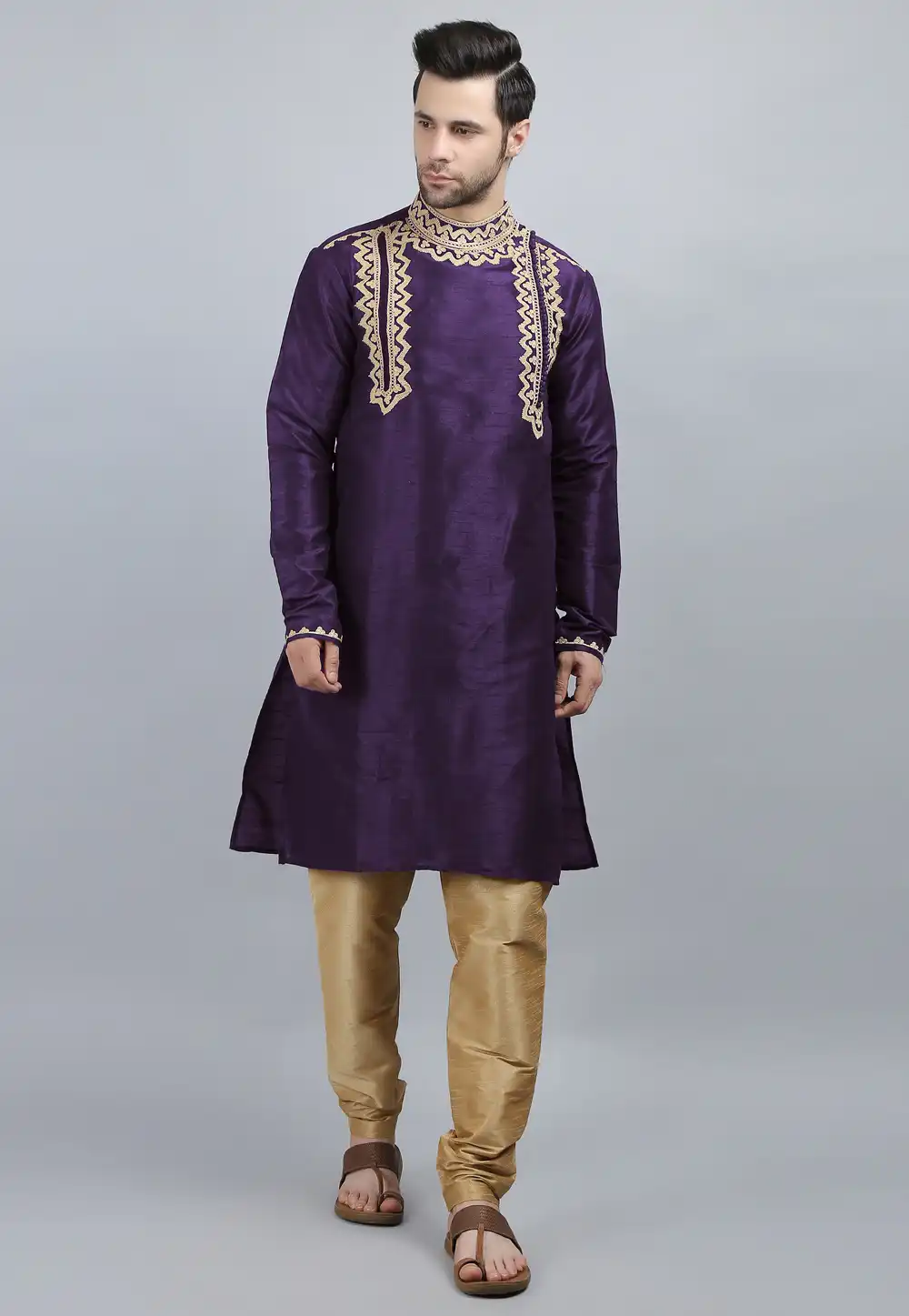 Violet Dupion Silk Kurta Pajama 267876