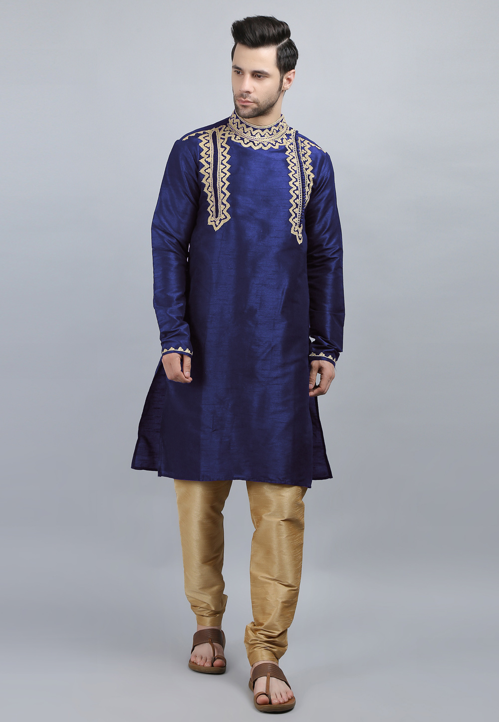 Blue Dupion Silk Kurta Pajama 267880
