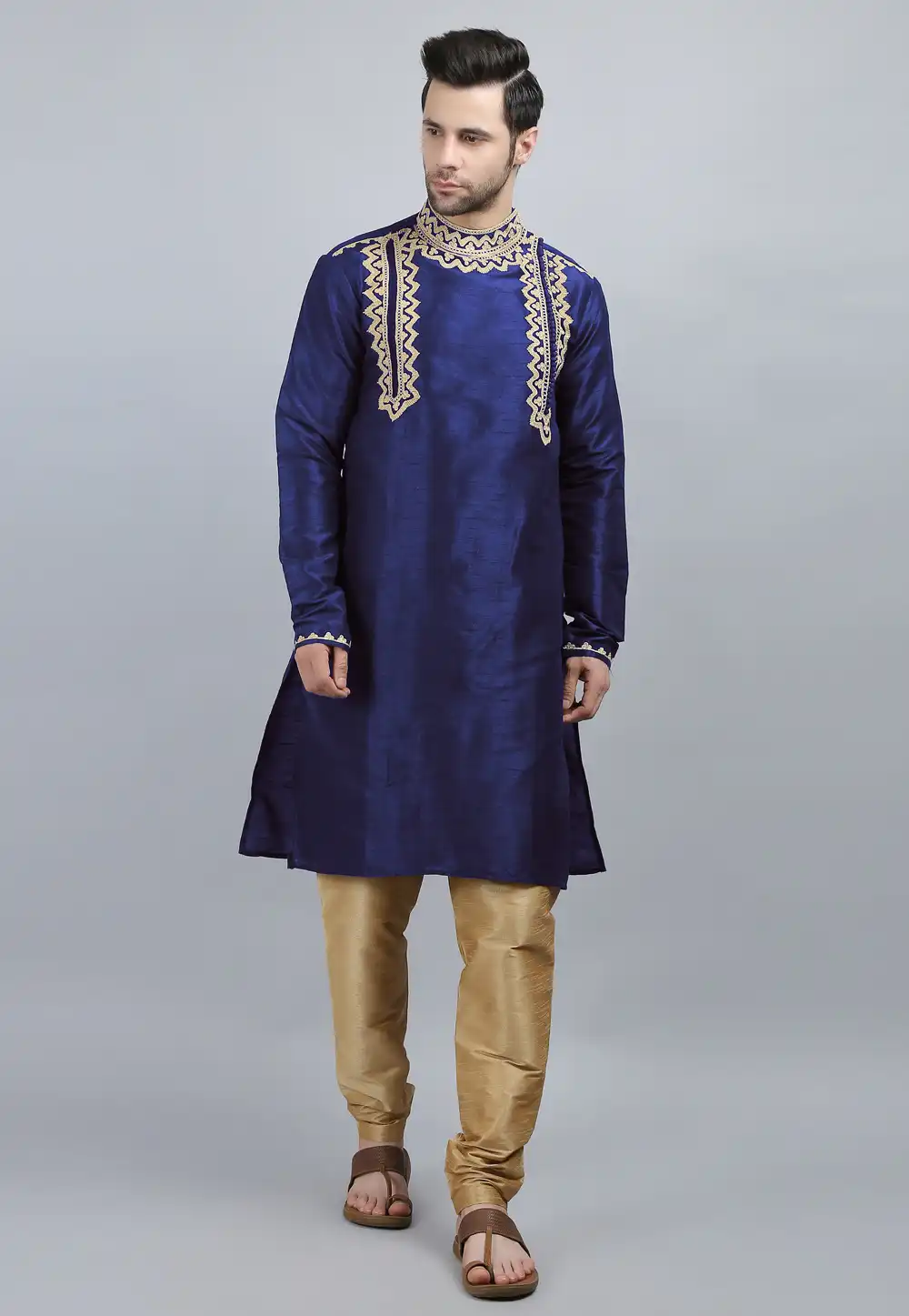 Blue Dupion Silk Kurta Pajama 267880