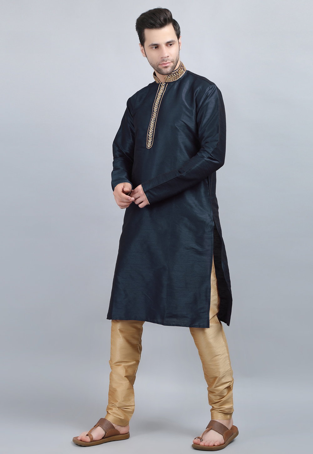 Teal Dupion Silk Kurta Pajama 267884