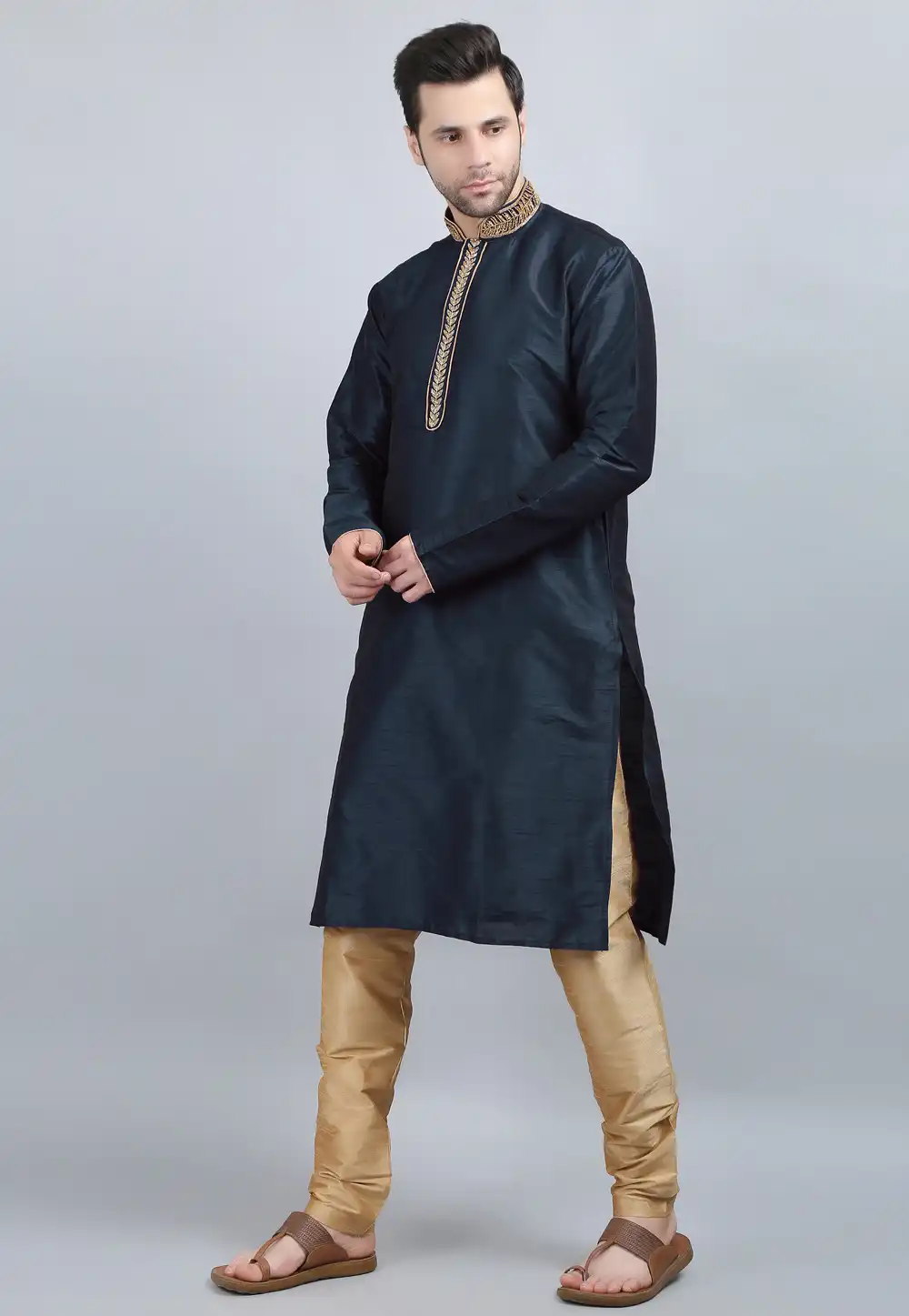Teal Dupion Silk Kurta Pajama 267884