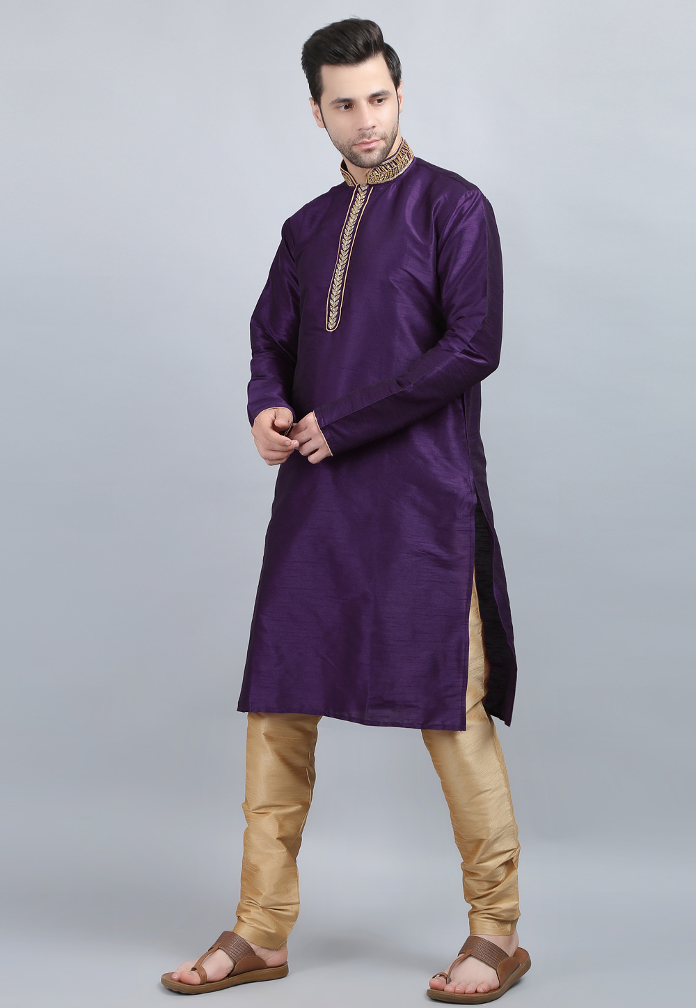 Violet Dupion Silk Kurta Pajama 267885