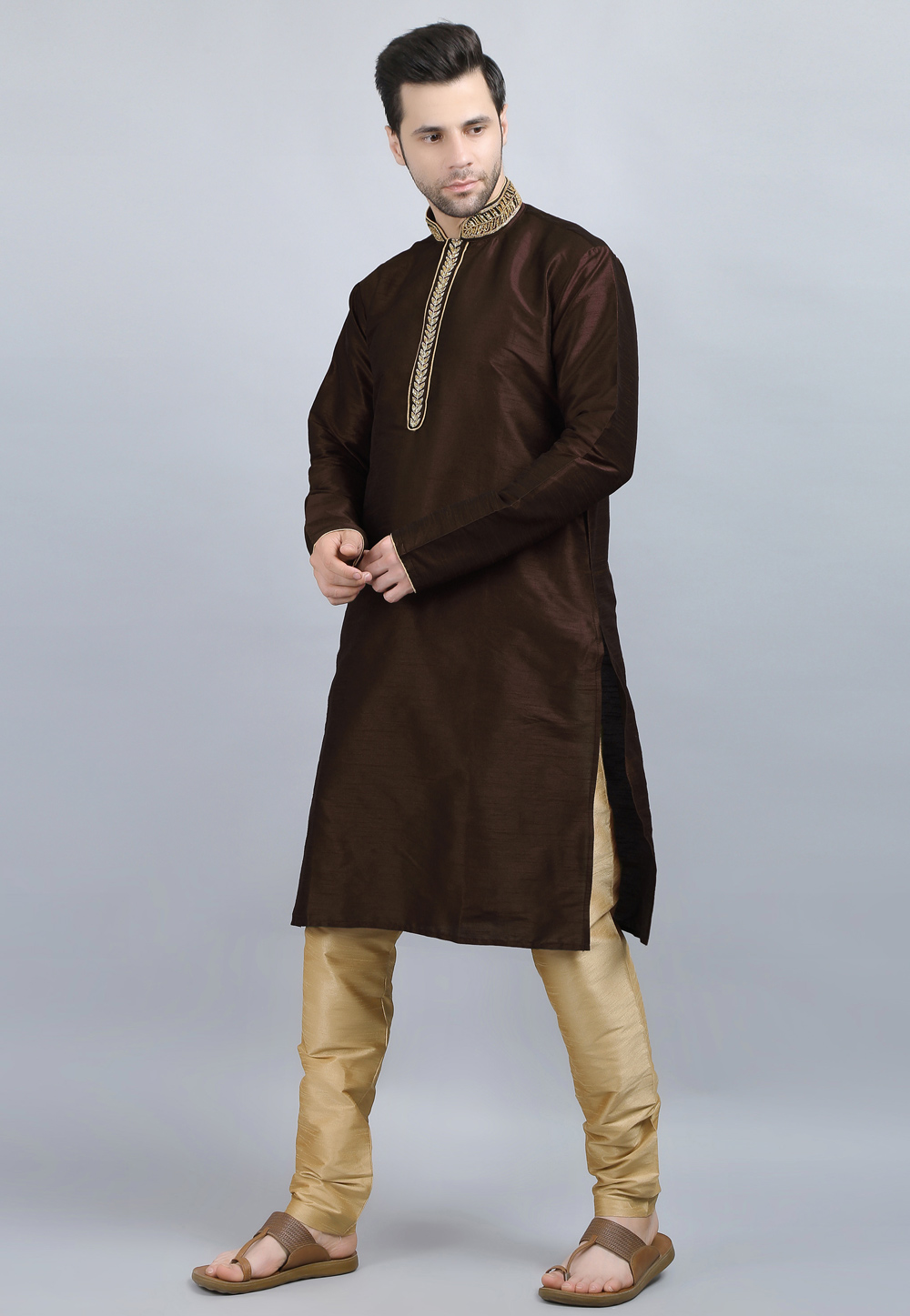 Brown Dupion Silk Kurta Pajama 267889