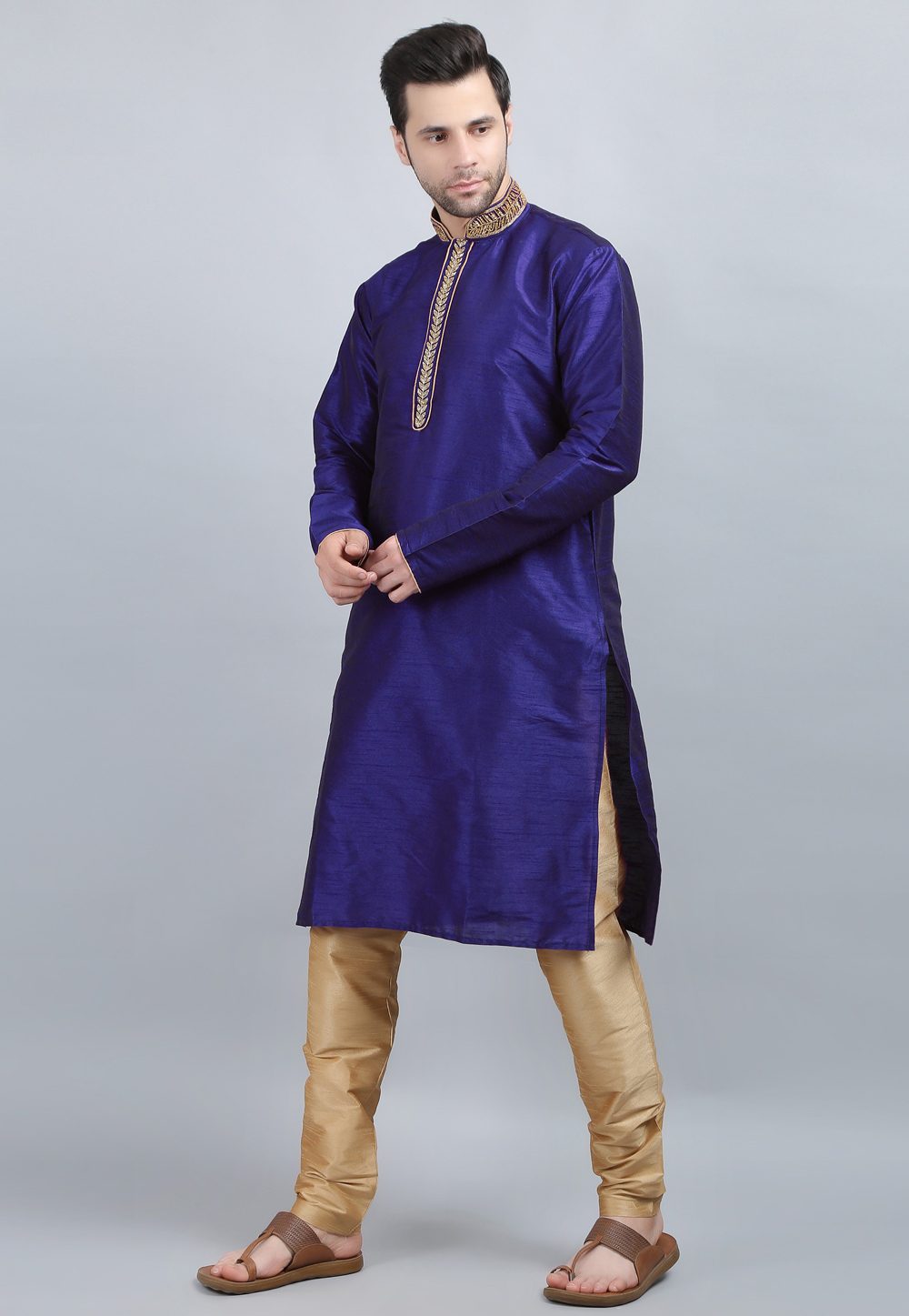 Blue Dupion Silk Kurta Pajama 267892