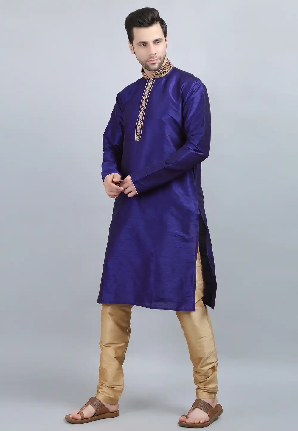 Blue Dupion Silk Kurta Pajama 267892