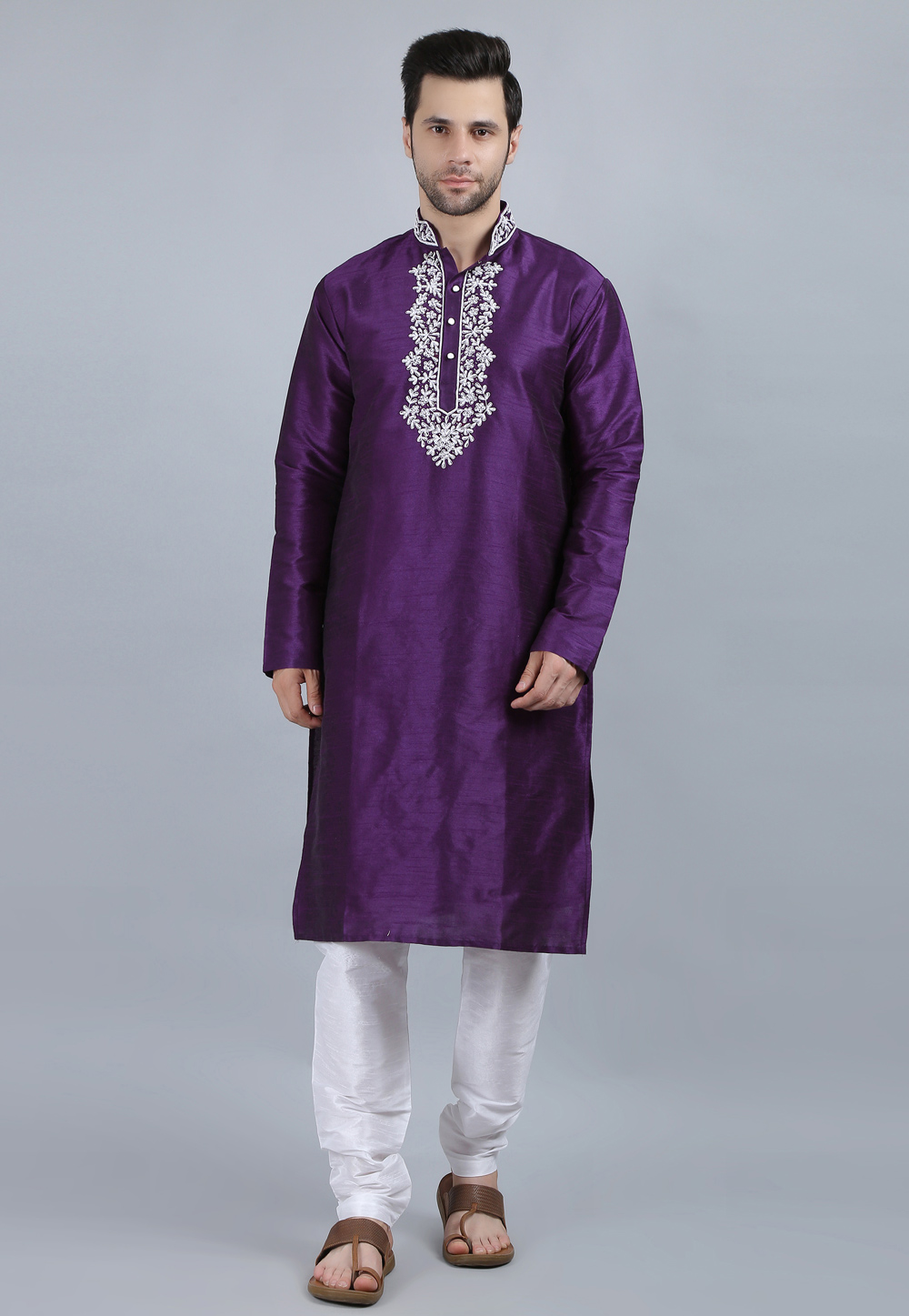 Violet Dupion Silk Kurta Pajama 267895