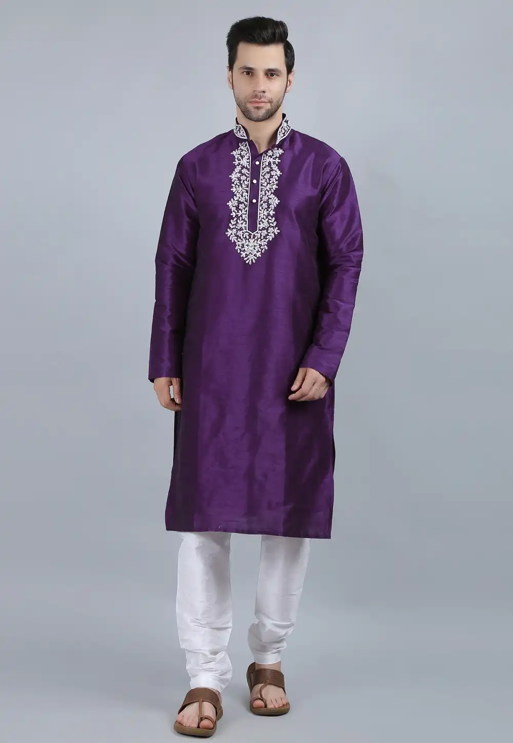 Violet Dupion Silk Kurta Pajama 267895
