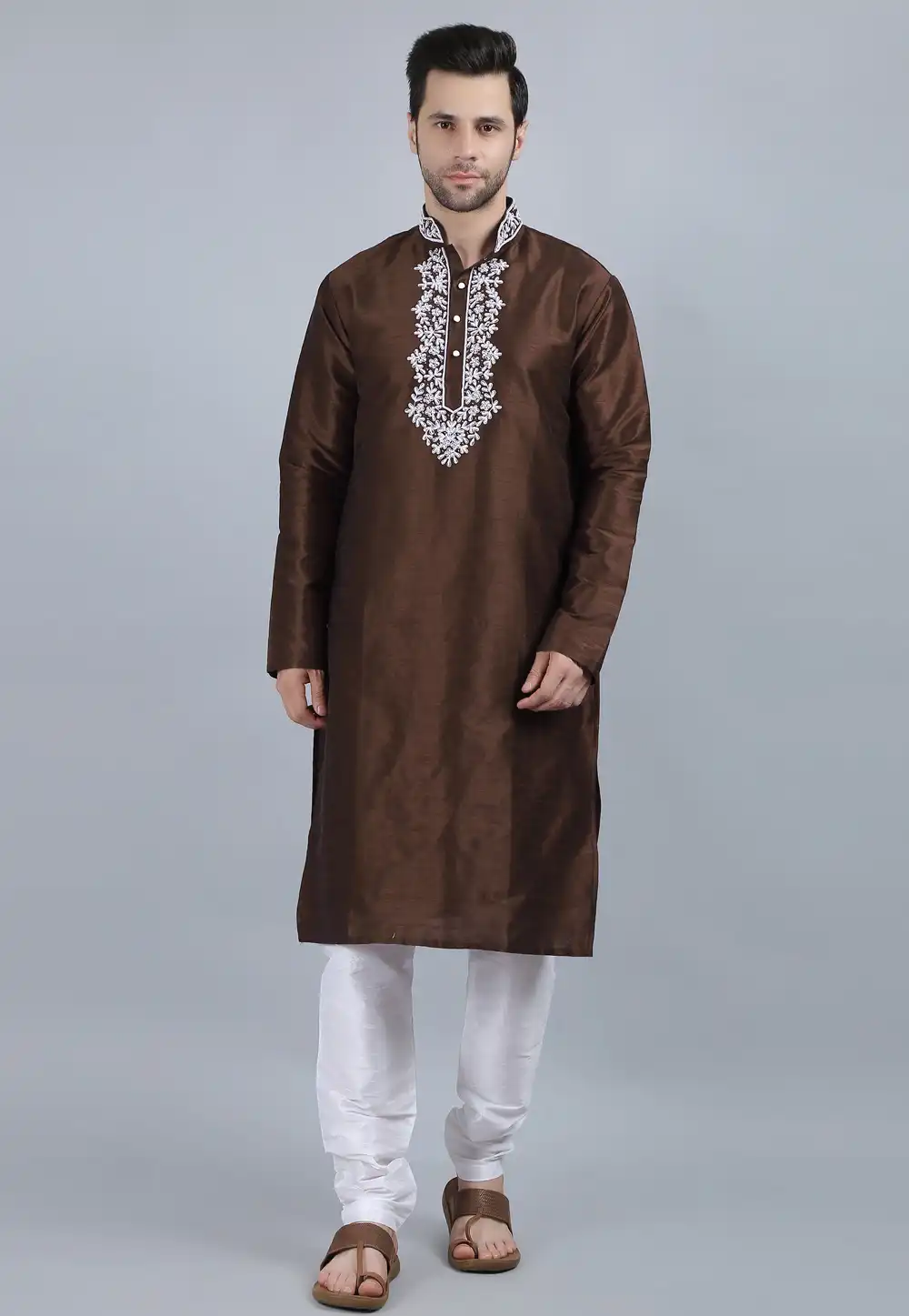 Brown Dupion Silk Kurta Pajama 267898