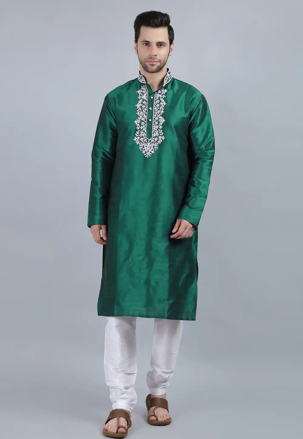 Sea Green Dupion Silk Kurta Pajama 267901