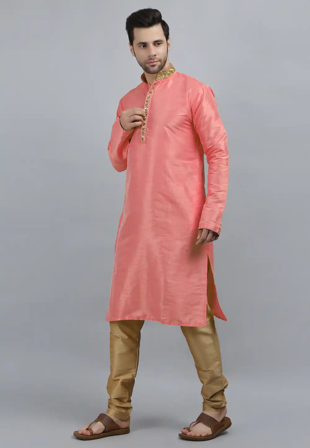 Pink Dupion Silk Kurta Pajama 267908