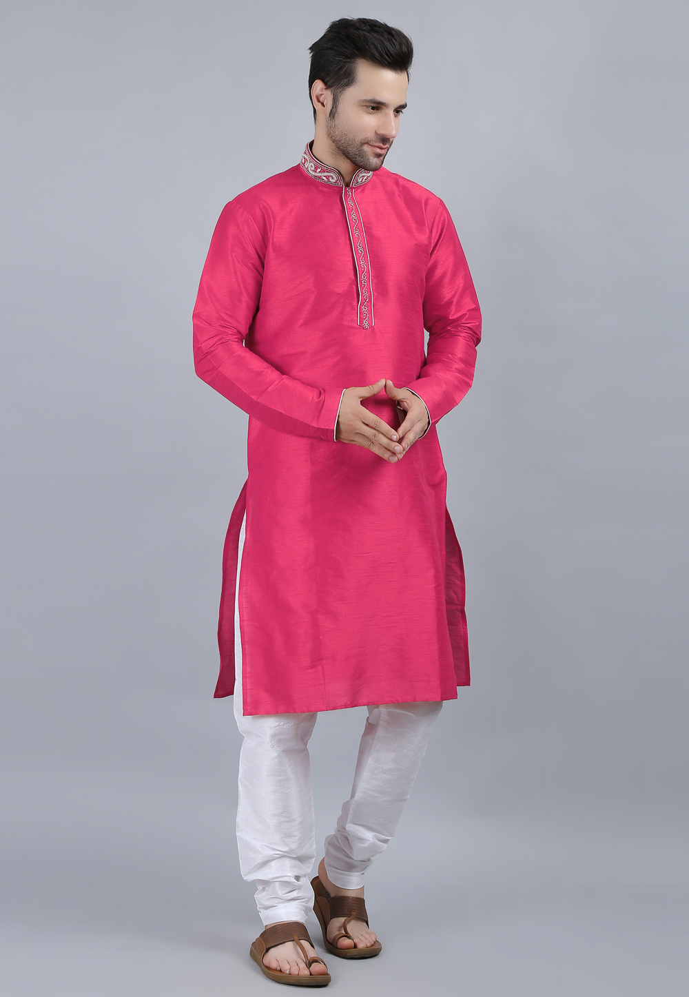 Pink Dupion Silk Kurta Pajama 267910
